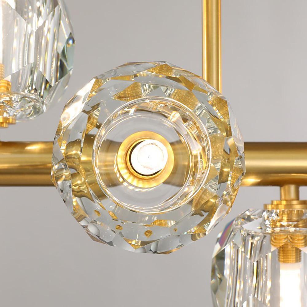 Modern Crystal Globe Cluster Chandelier LED Ceiling Light Gold