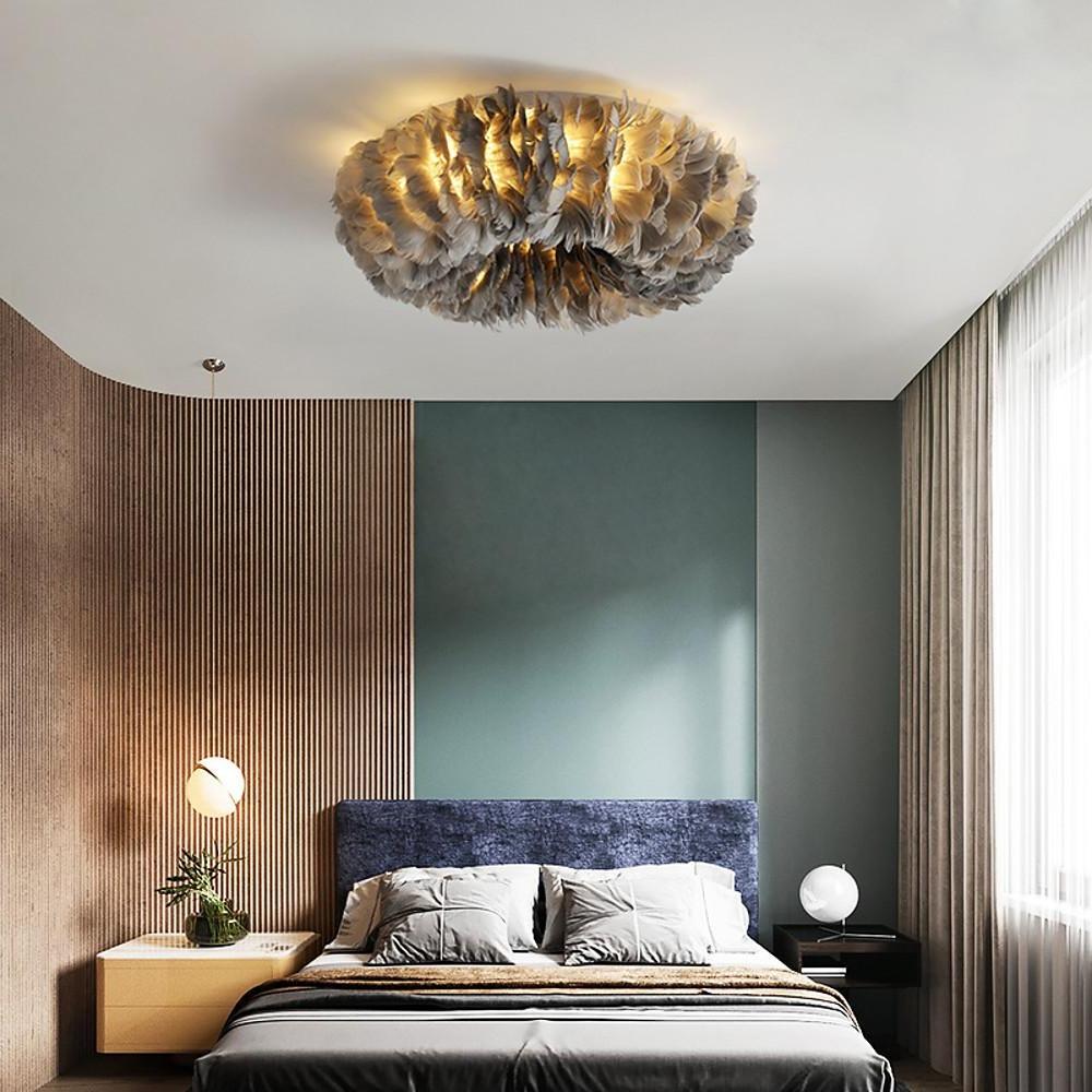 Nordic Feather Flush Mount Ceiling Light - Round LED Chandelier