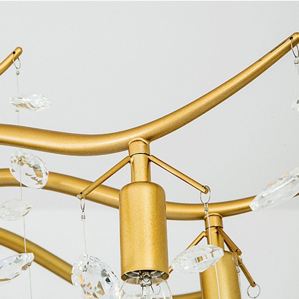 Crystal 7-Light Candle Chandelier Metal Frame Black Gold Finish