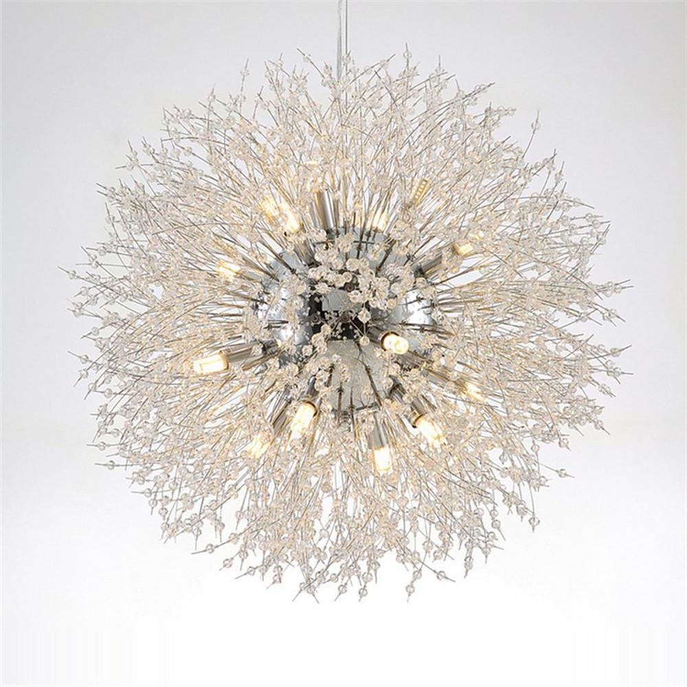 Modern Crystal Globe Chandelier Metal Pendant Dining Room Lighting