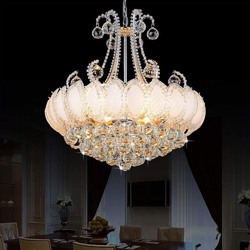 8-Light Crystal Chandelier - Modern Vintage Gold Silver Metal Frame