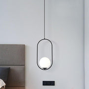 Rounded Rectangle Glass Globe LED Pendant Light - Modern Black