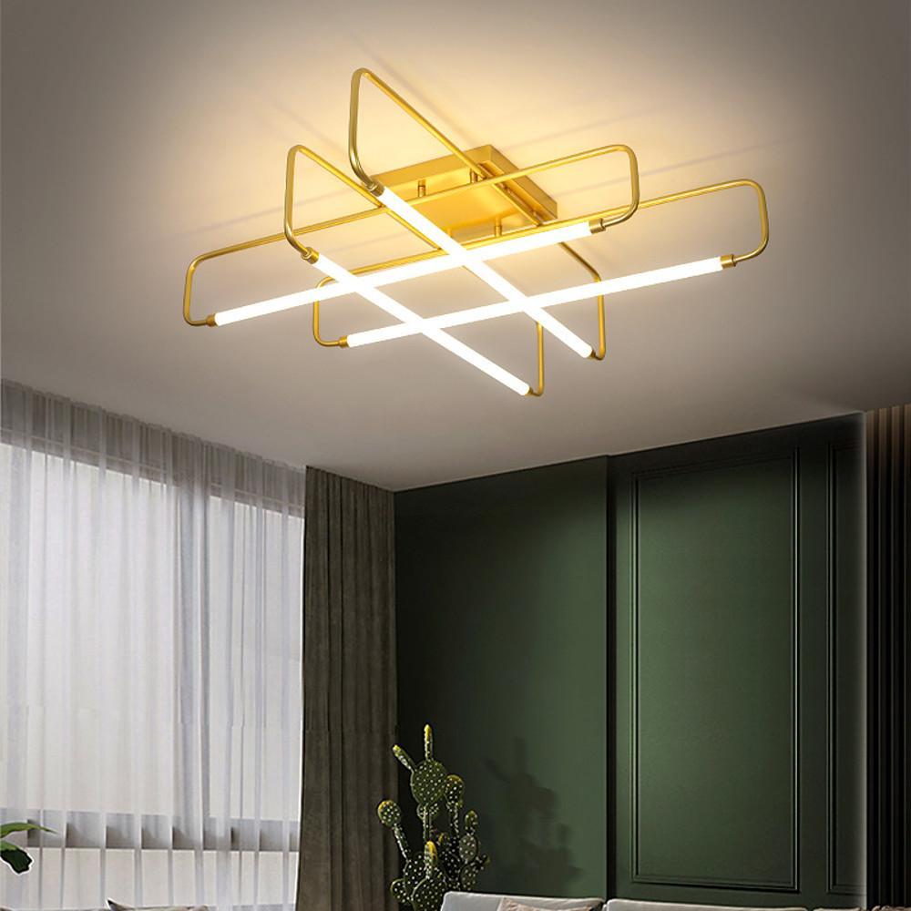Geometric LED Flush Mount Ceiling Light with Dimmable Remote Control