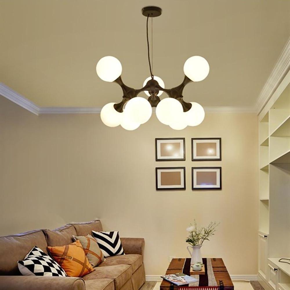 Modern Sputnik Chandelier with 9 Glass Globe Shades