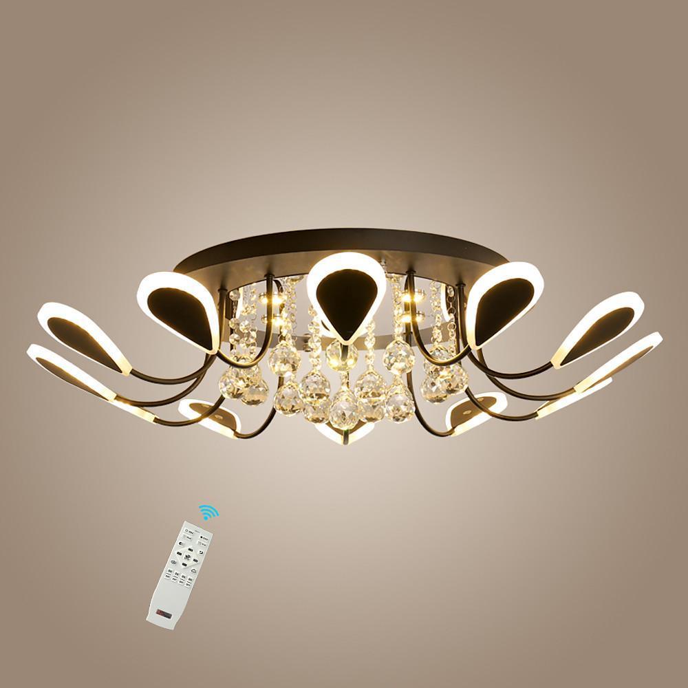 Flower Shaped Dimmable LED Crystal Flush Mount Ceiling Light