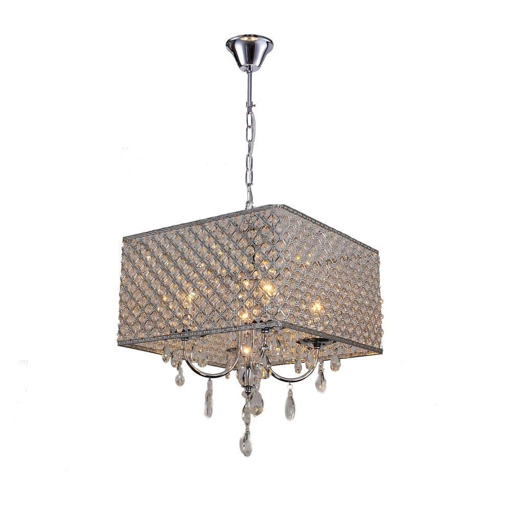 Square Electroplated Metal Glass LED Nordic Chandelier