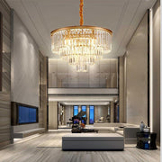 Modern Crystal Chandelier 9-Light Metal Frame Entryway Fixture