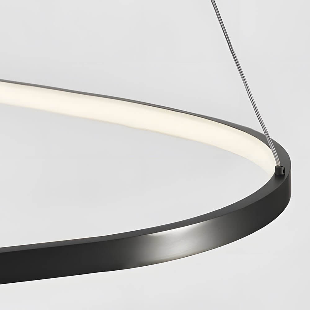 Modern Black Triangle Ring LED Chandelier - 1/2/3 Light