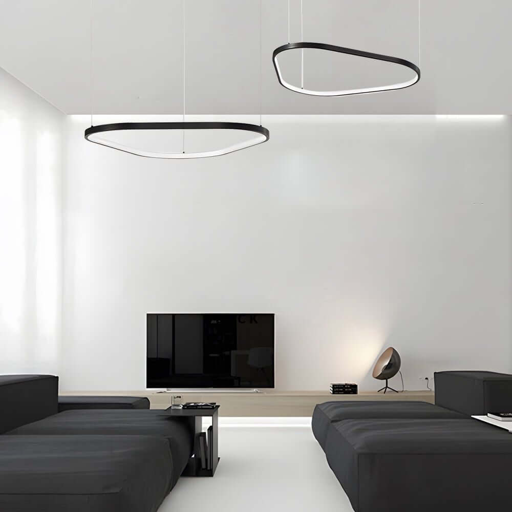 Modern Black Triangle Ring LED Chandelier - 1/2/3 Light