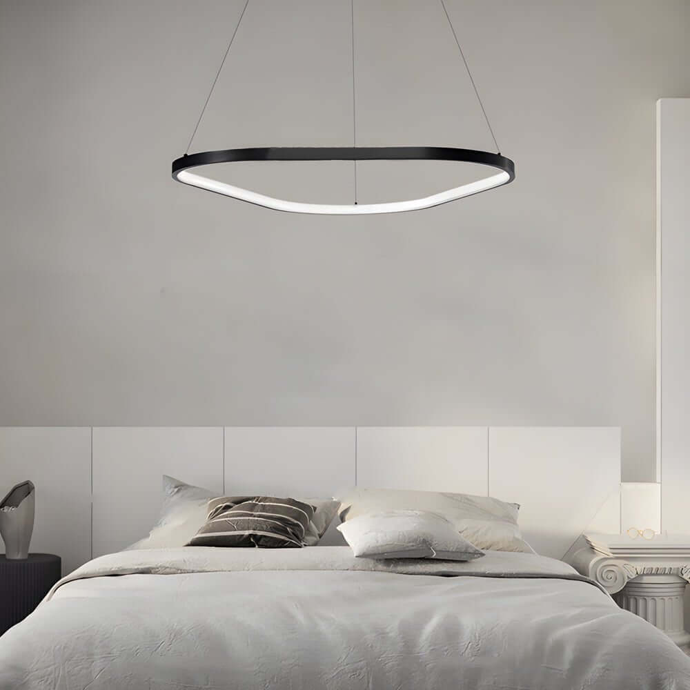 Modern Black Triangle Ring LED Chandelier - 1/2/3 Light