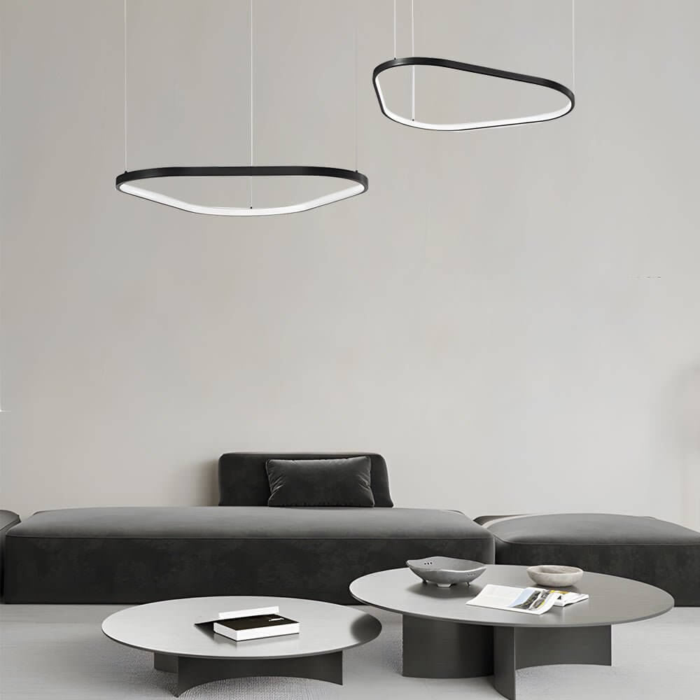 Modern Black Triangle Ring LED Chandelier - 1/2/3 Light