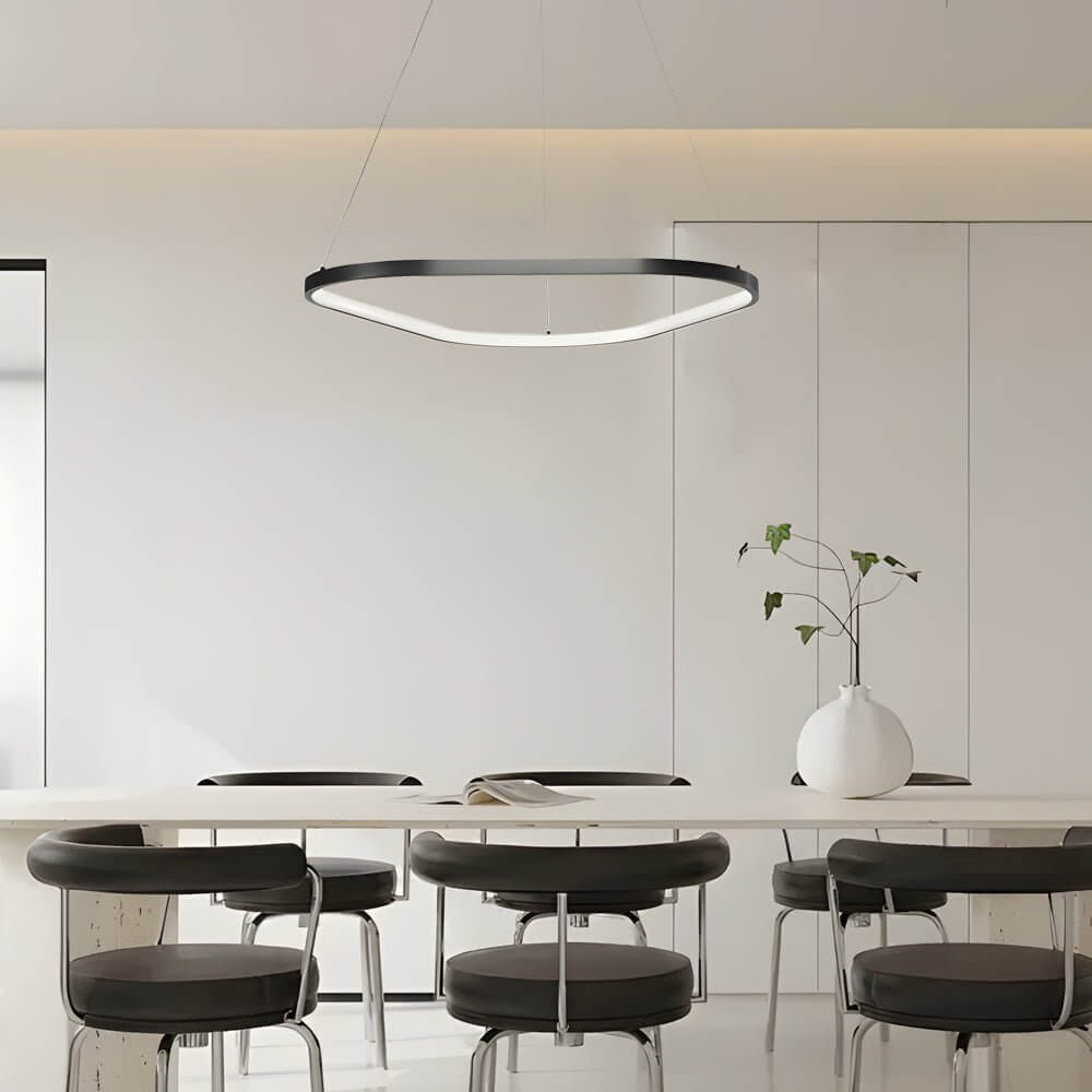 Modern Black Triangle Ring LED Chandelier - 1/2/3 Light