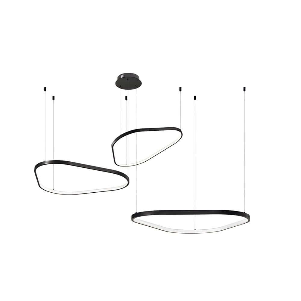 Modern Black Triangle Ring LED Chandelier - 1/2/3 Light