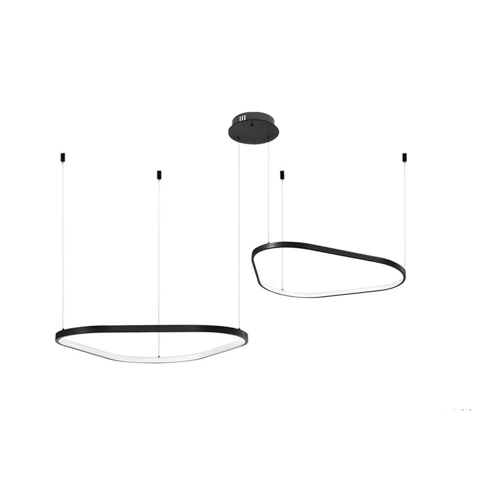 Modern Black Triangle Ring LED Chandelier - 1/2/3 Light