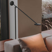 Modern Black Adjustable Arm LED Floor Lamp with Acrylic Shade