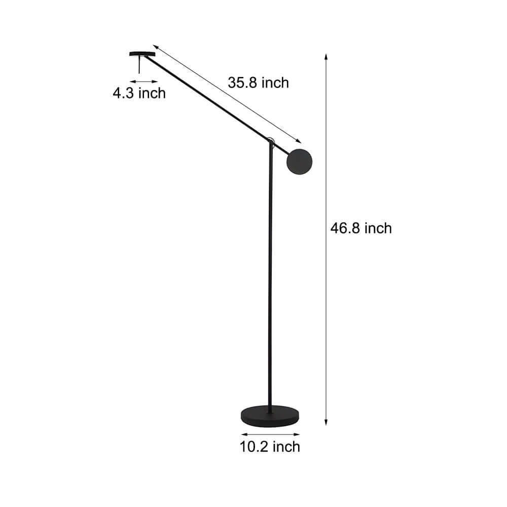 Modern Black Adjustable Arm LED Floor Lamp with Acrylic Shade