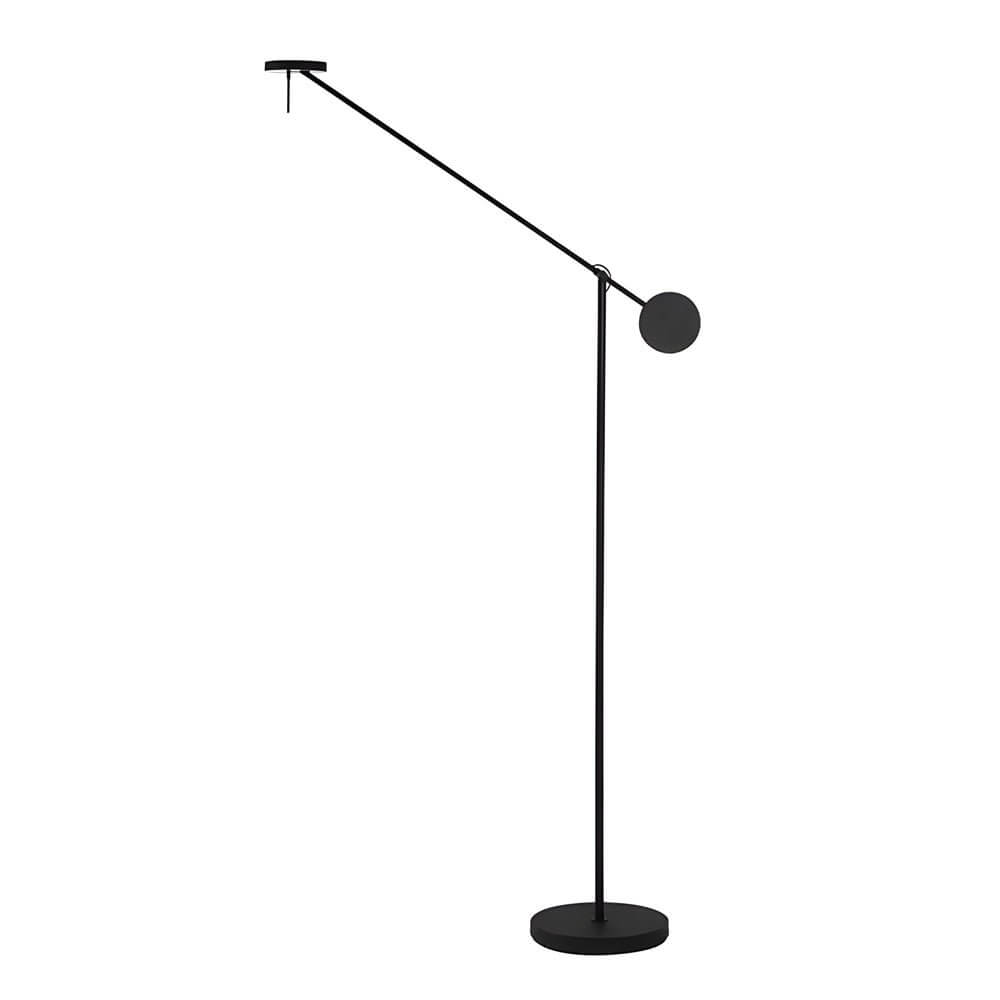 Modern Black Adjustable Arm LED Floor Lamp with Acrylic Shade