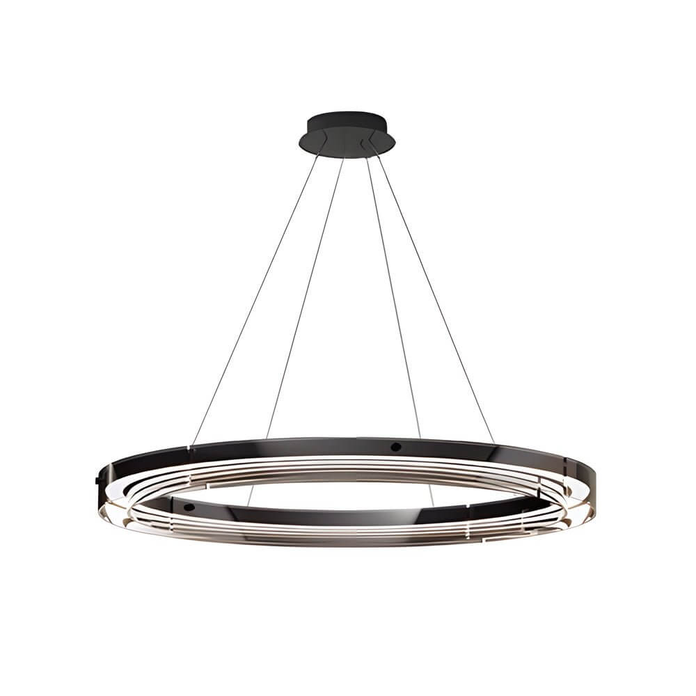 Black Glass LED Ring Pendant Chandelier with Dimmable Control