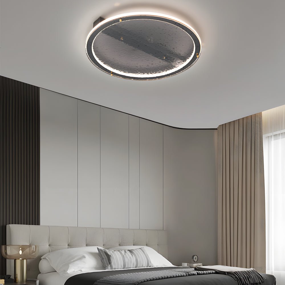 Modern Black Glass LED Flush Mount Ceiling Light with Dimming
