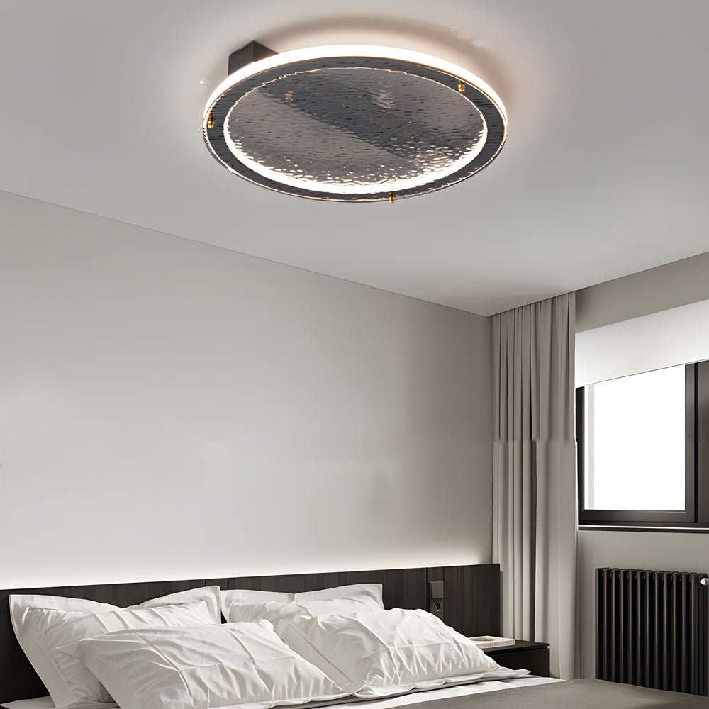 Modern Black Glass LED Flush Mount Ceiling Light with Dimming