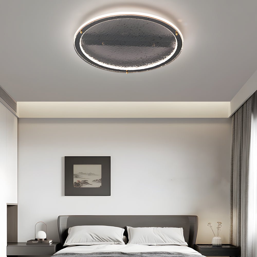 Modern Black Glass LED Flush Mount Ceiling Light with Dimming
