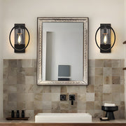 Black Industrial Wall Sconce with Tungsten Bulb Glass Shade