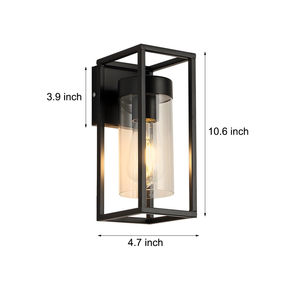 Industrial Glass Wall Sconce with Black Metal Frame