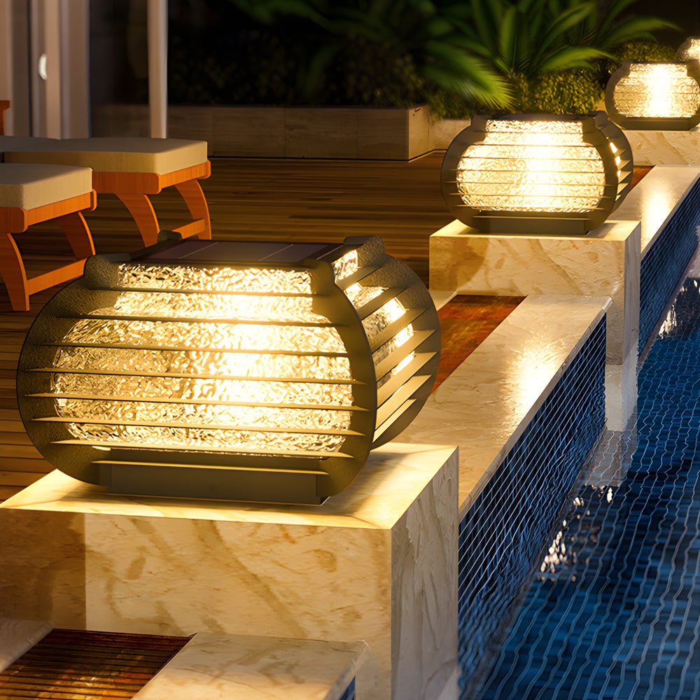 Black Lattice Outdoor Post Light - Modern Pier Mount LED