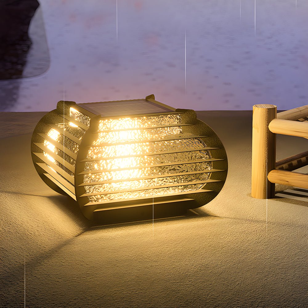 Black Lattice Outdoor Post Light - Modern Pier Mount LED