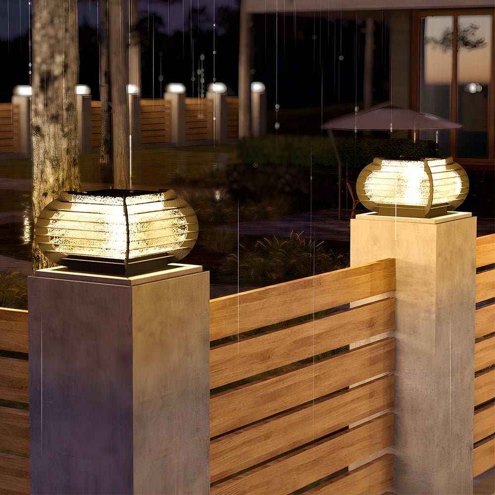 Black Lattice Outdoor Post Light - Modern Pier Mount LED