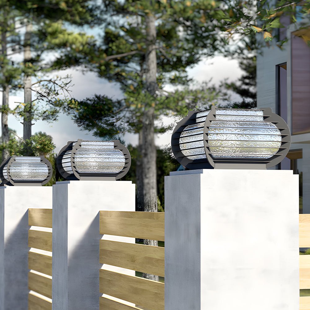 Black Lattice Outdoor Post Light - Modern Pier Mount LED