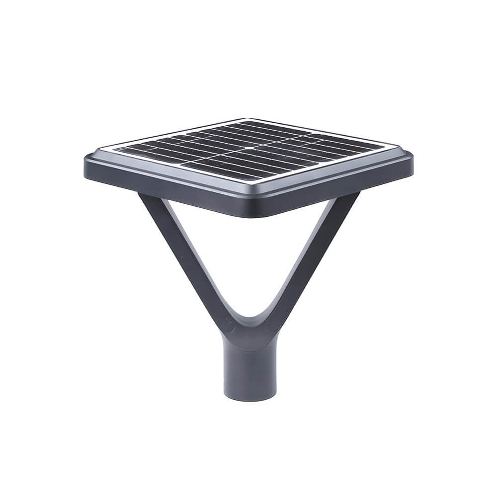 Modern Solar LED Outdoor Post Light - Black Aluminum Street Lamp