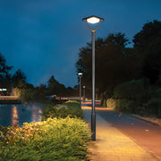 Modern Solar LED Outdoor Post Light - Black Aluminum Street Lamp
