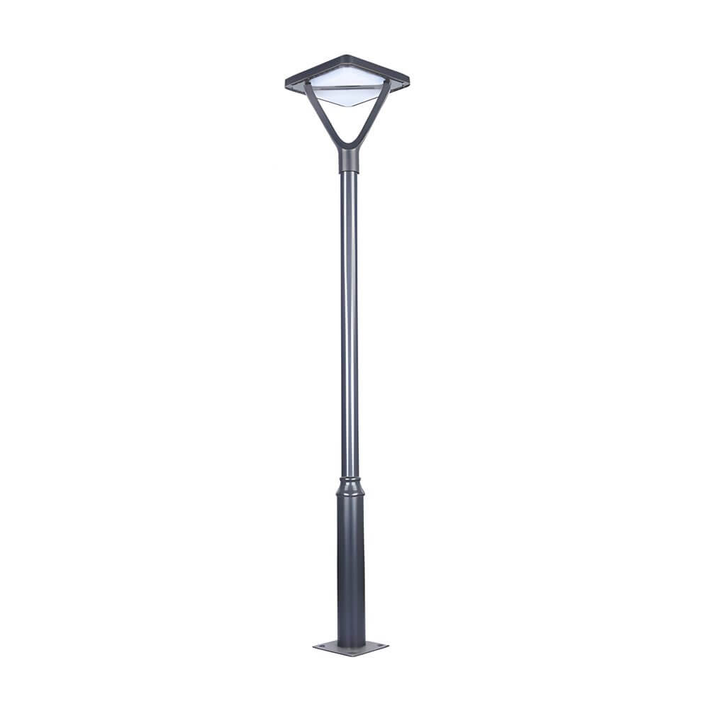Modern Solar LED Outdoor Post Light - Black Aluminum Street Lamp