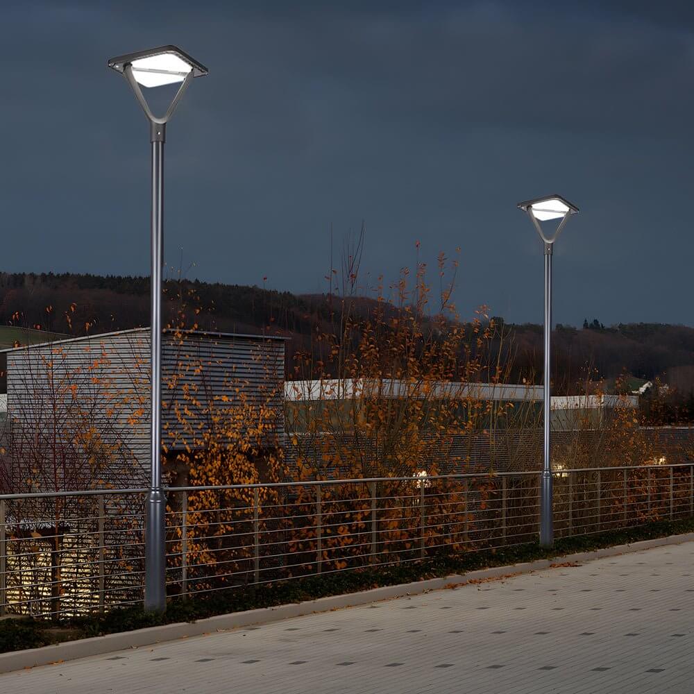 Modern Solar LED Outdoor Post Light - Black Aluminum Street Lamp