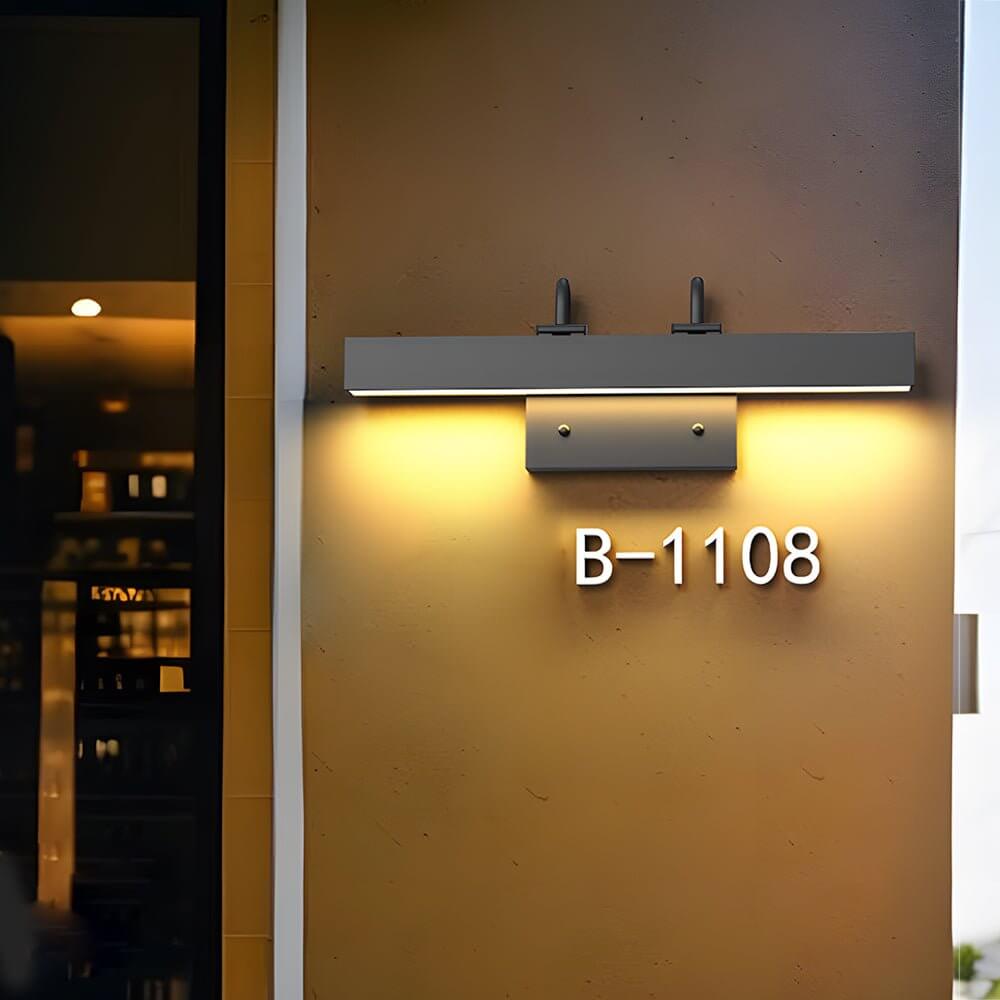 Modern Black House Number Wall Light with Integrated LED