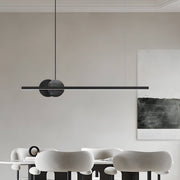 Modern Linear Marble LED Pendant Light Black Aluminum