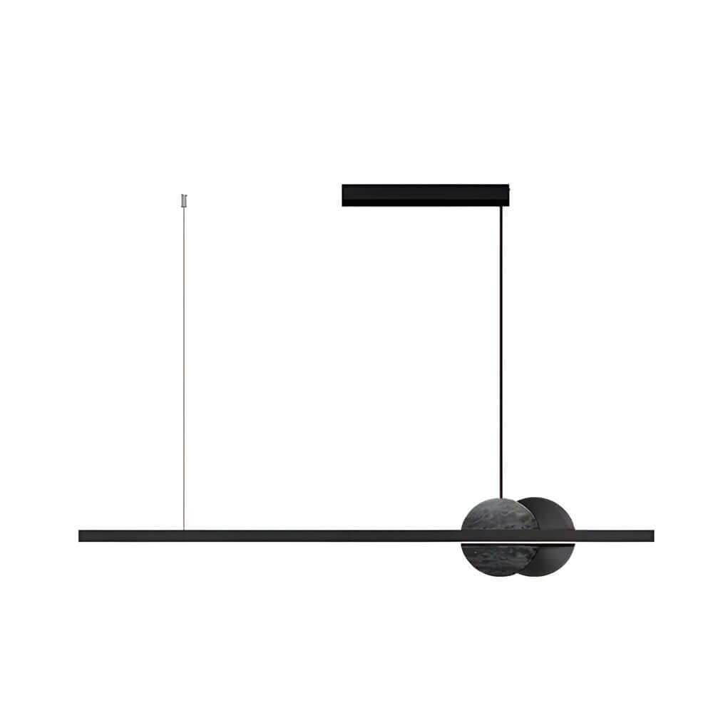 Modern Linear Marble LED Pendant Light Black Aluminum