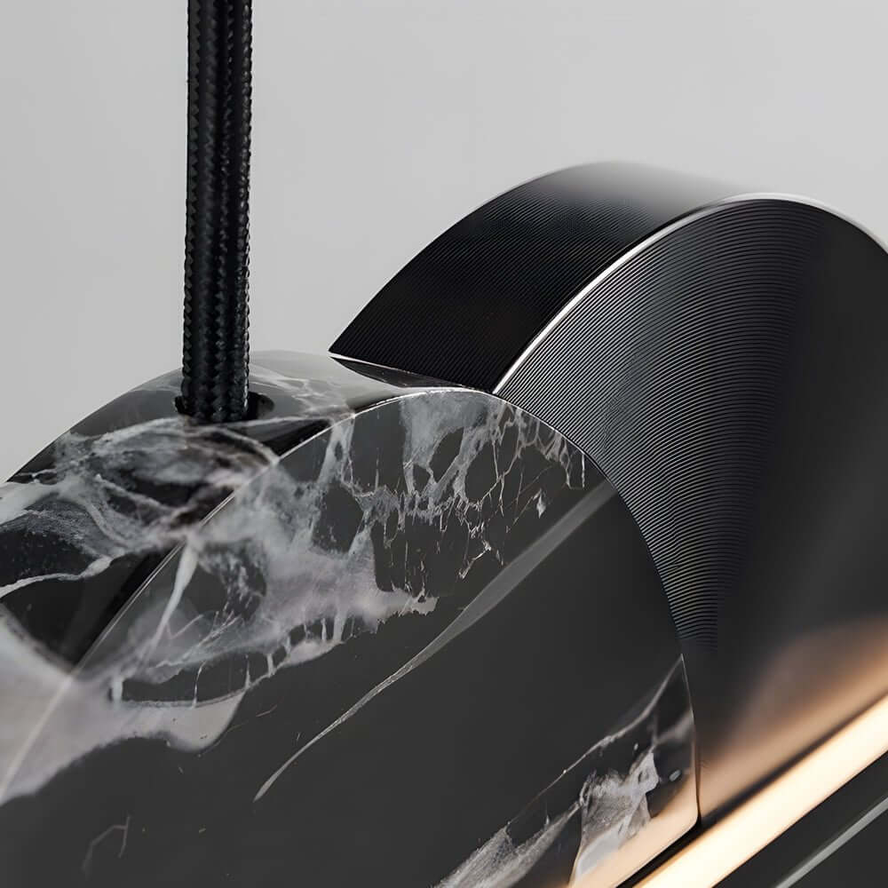 Modern Linear Marble LED Pendant Light Black Aluminum