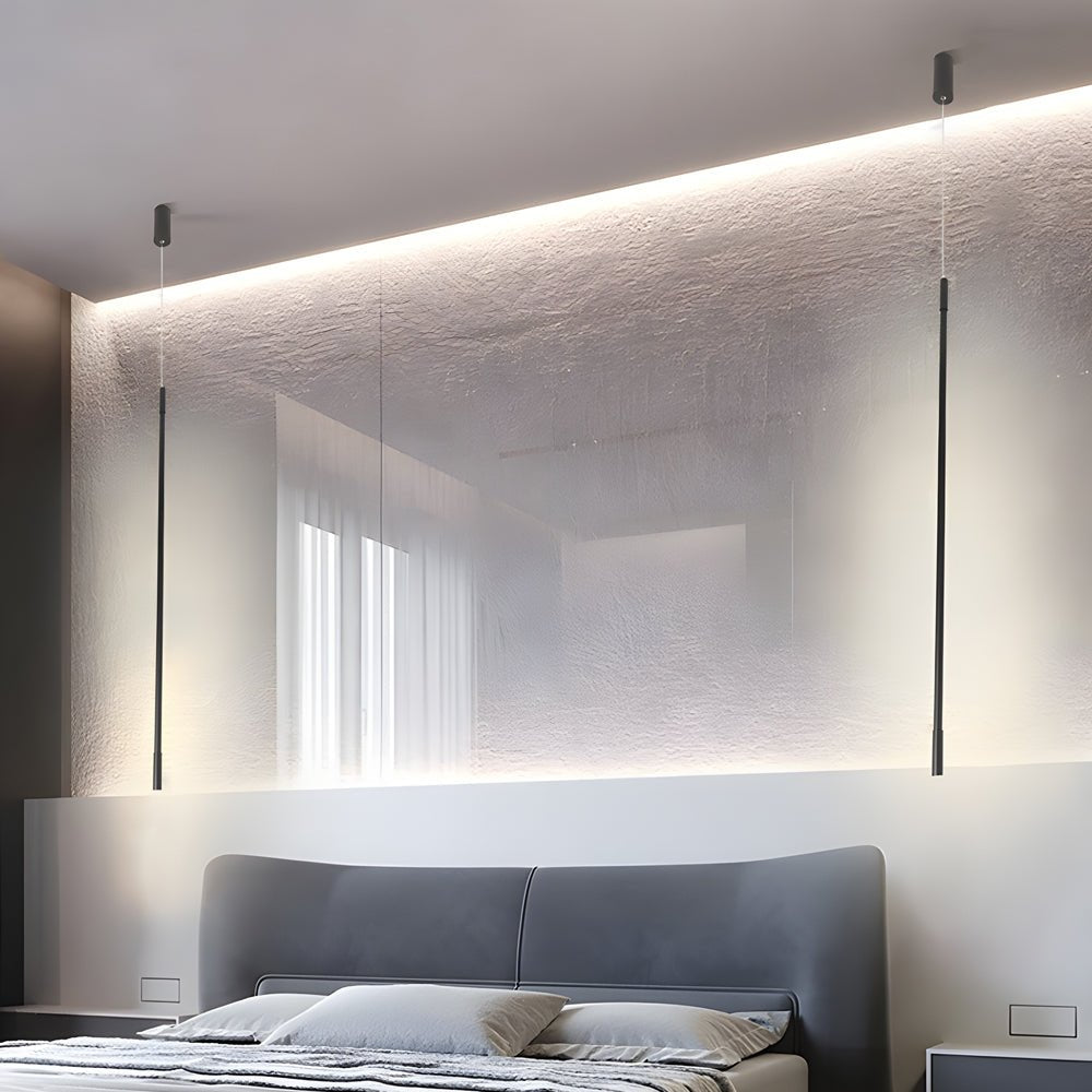 Modern Black Linear LED Pendant Light | Aluminum & Acrylic