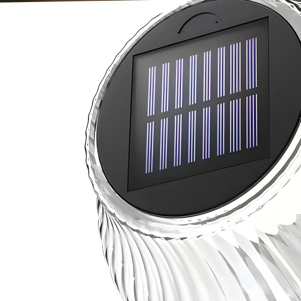 Solar Powered Outdoor Wall Light - Adjustable Glass Shade Black Iron