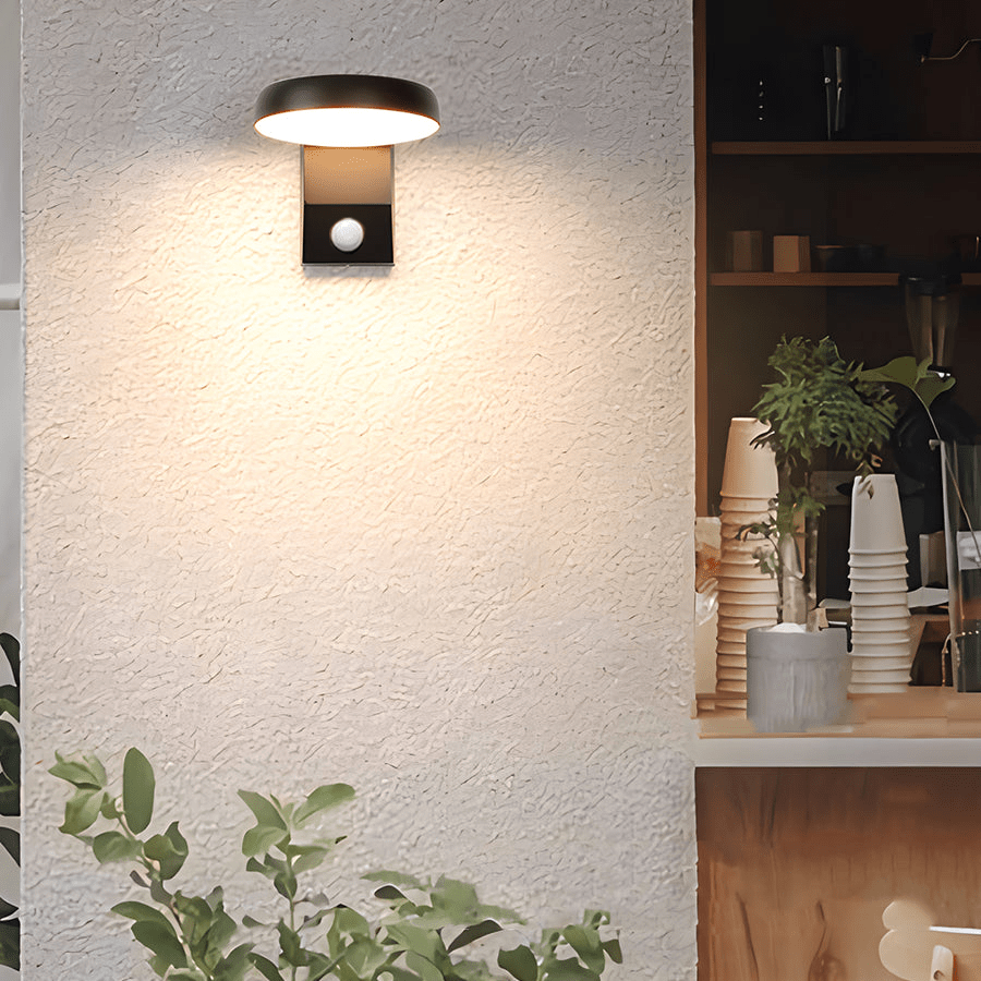 Modern Black Motion Sensor Outdoor Wall Light - Rotatable LED