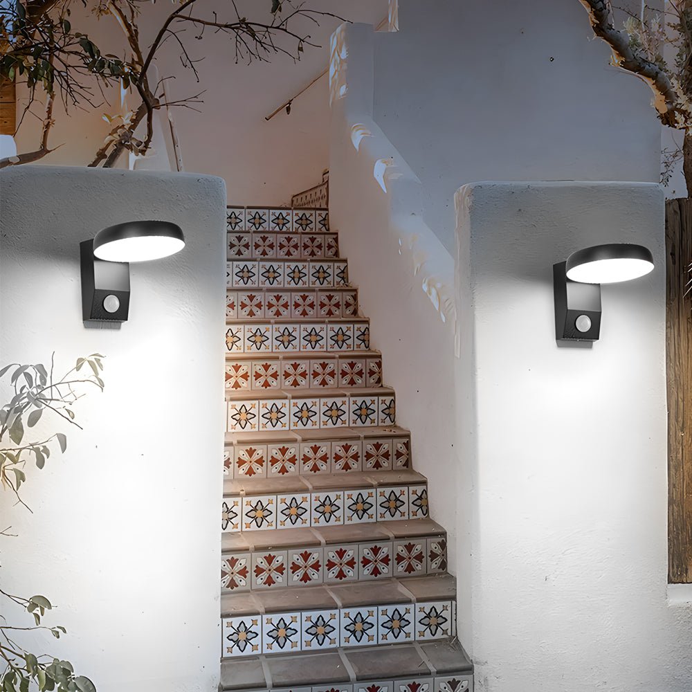 Modern Black Motion Sensor Outdoor Wall Light - Rotatable LED