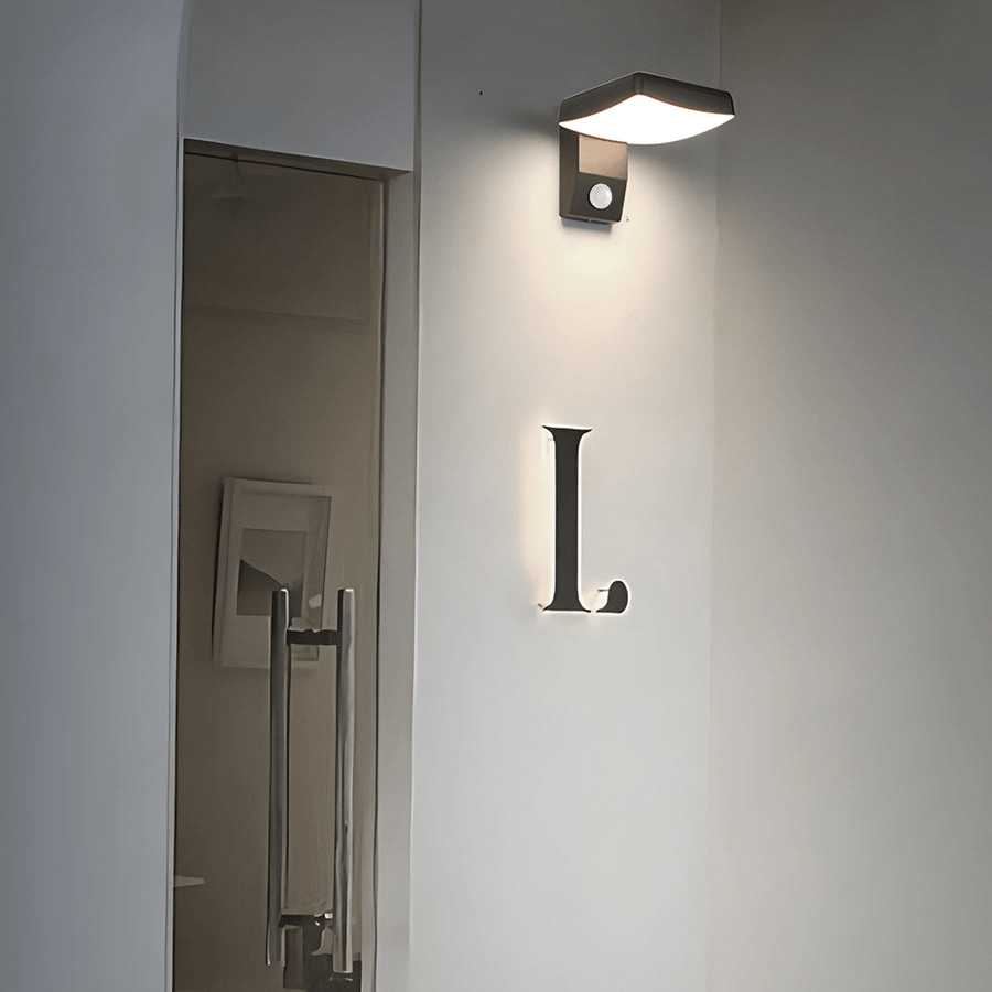 Modern Black Motion Sensor Outdoor Wall Light - Rotatable LED
