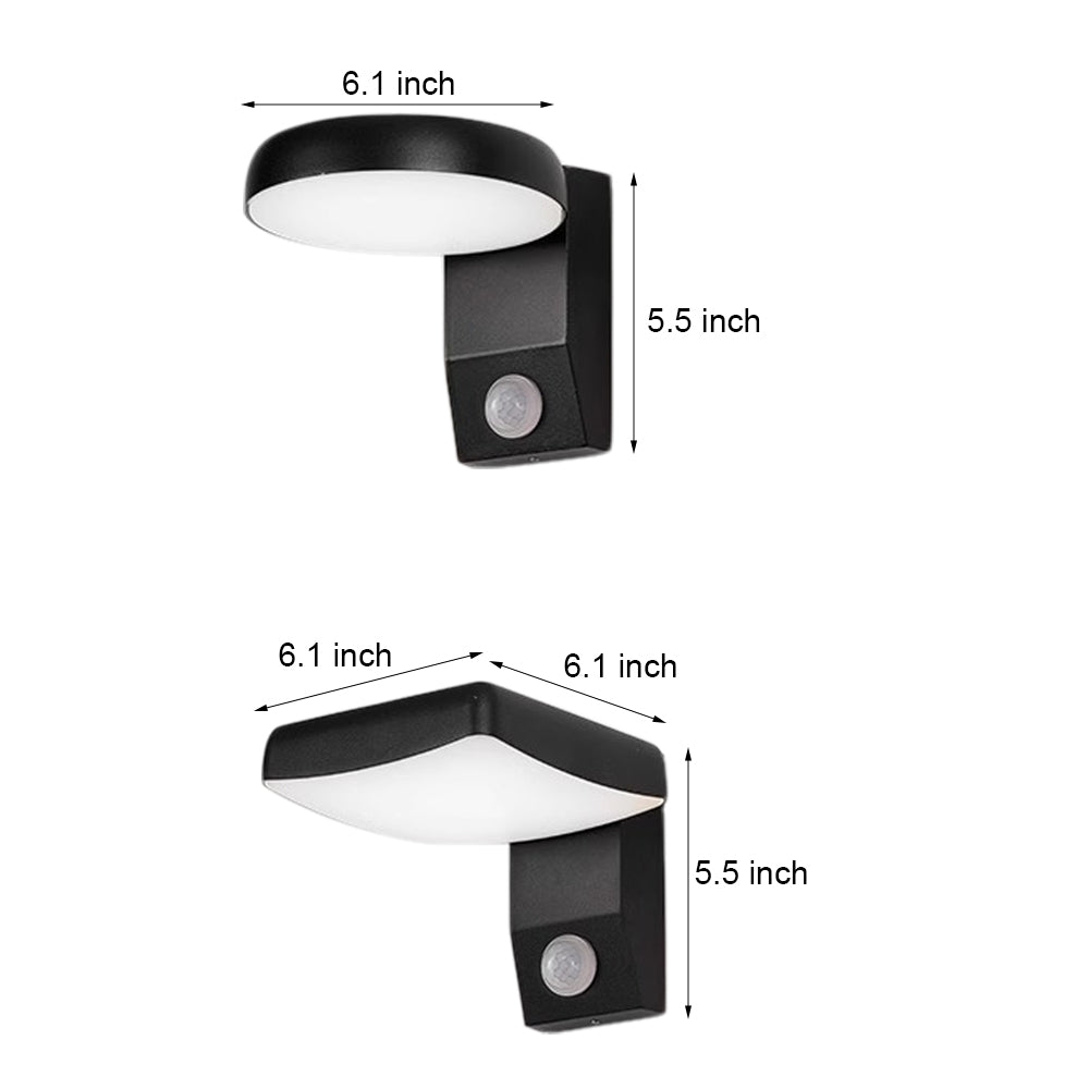 Modern Black Motion Sensor Outdoor Wall Light - Rotatable LED