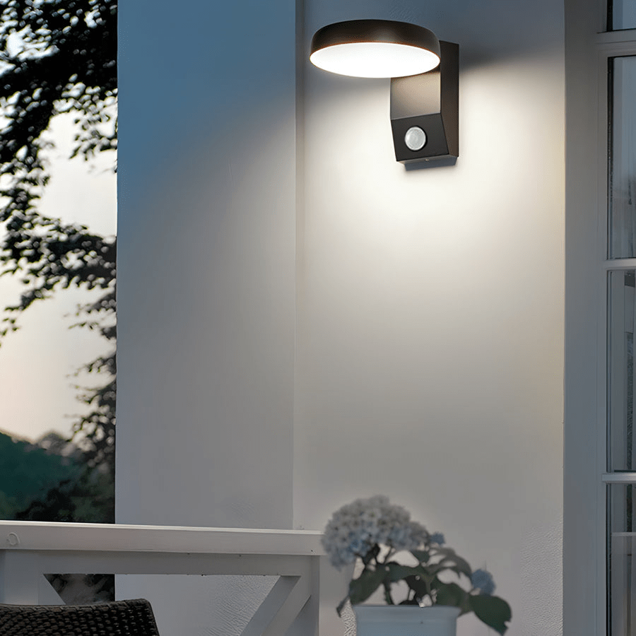 Modern Black Motion Sensor Outdoor Wall Light - Rotatable LED