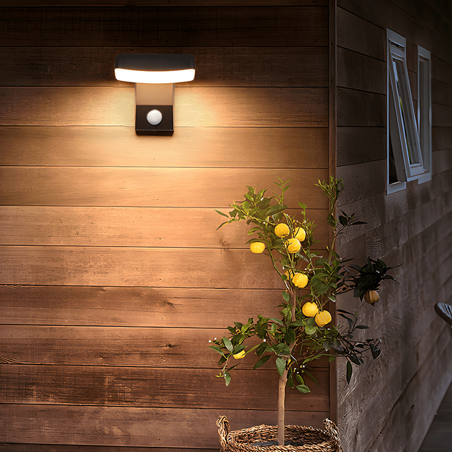 Modern Black Motion Sensor Outdoor Wall Light - Rotatable LED