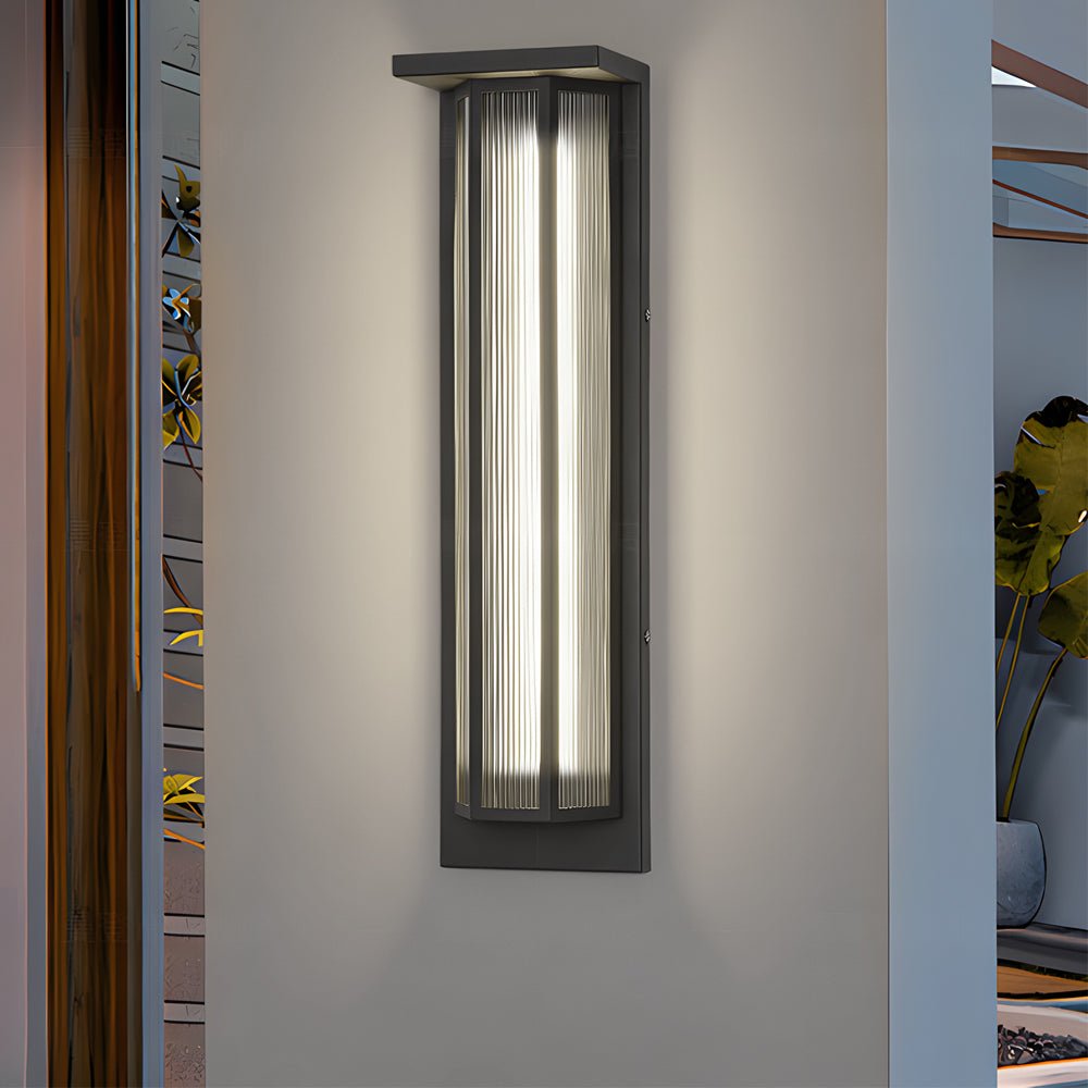 Black Rectangular Acrylic LED Outdoor Wall Light - Industrial