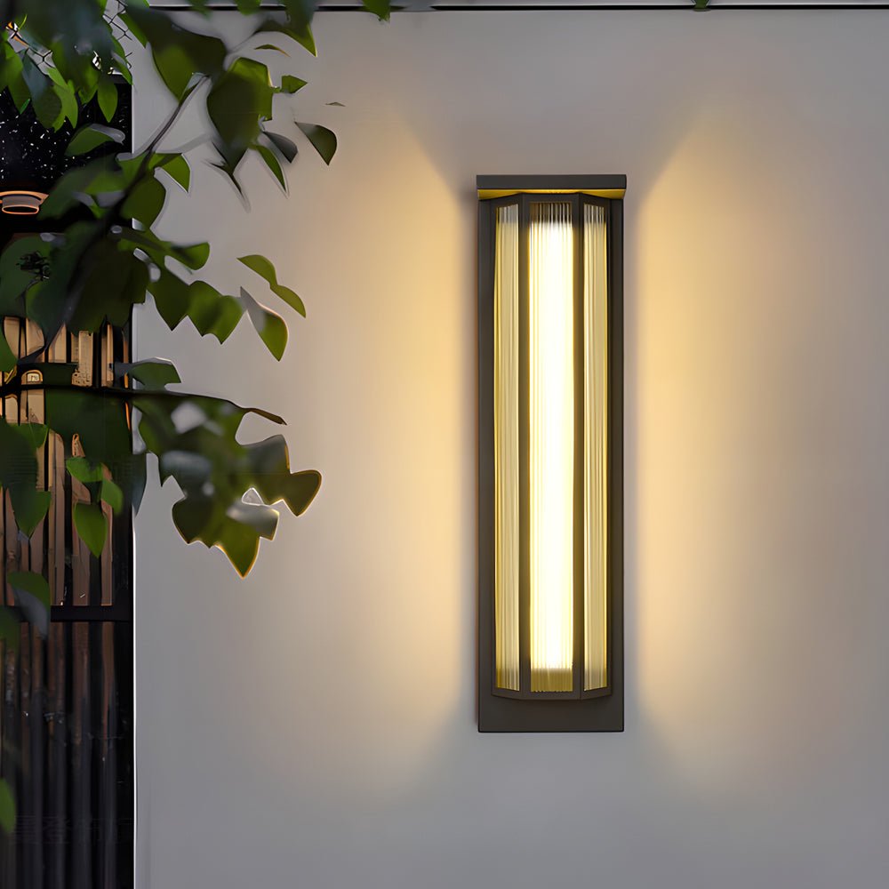 Black Rectangular Acrylic LED Outdoor Wall Light - Industrial