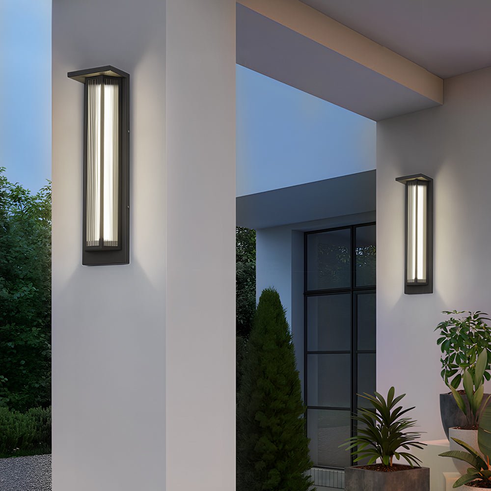 Black Rectangular Acrylic LED Outdoor Wall Light - Industrial